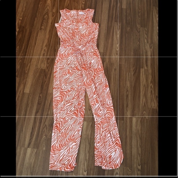 Calvin Klein Women’s Orange Printed Swirl Jumpsuit - Picture 15 of 16